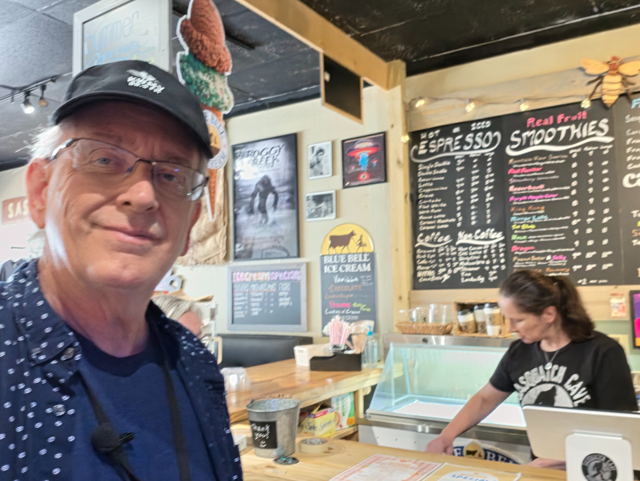 Al Timberlane visiting the counter at Sasquatch Cave.