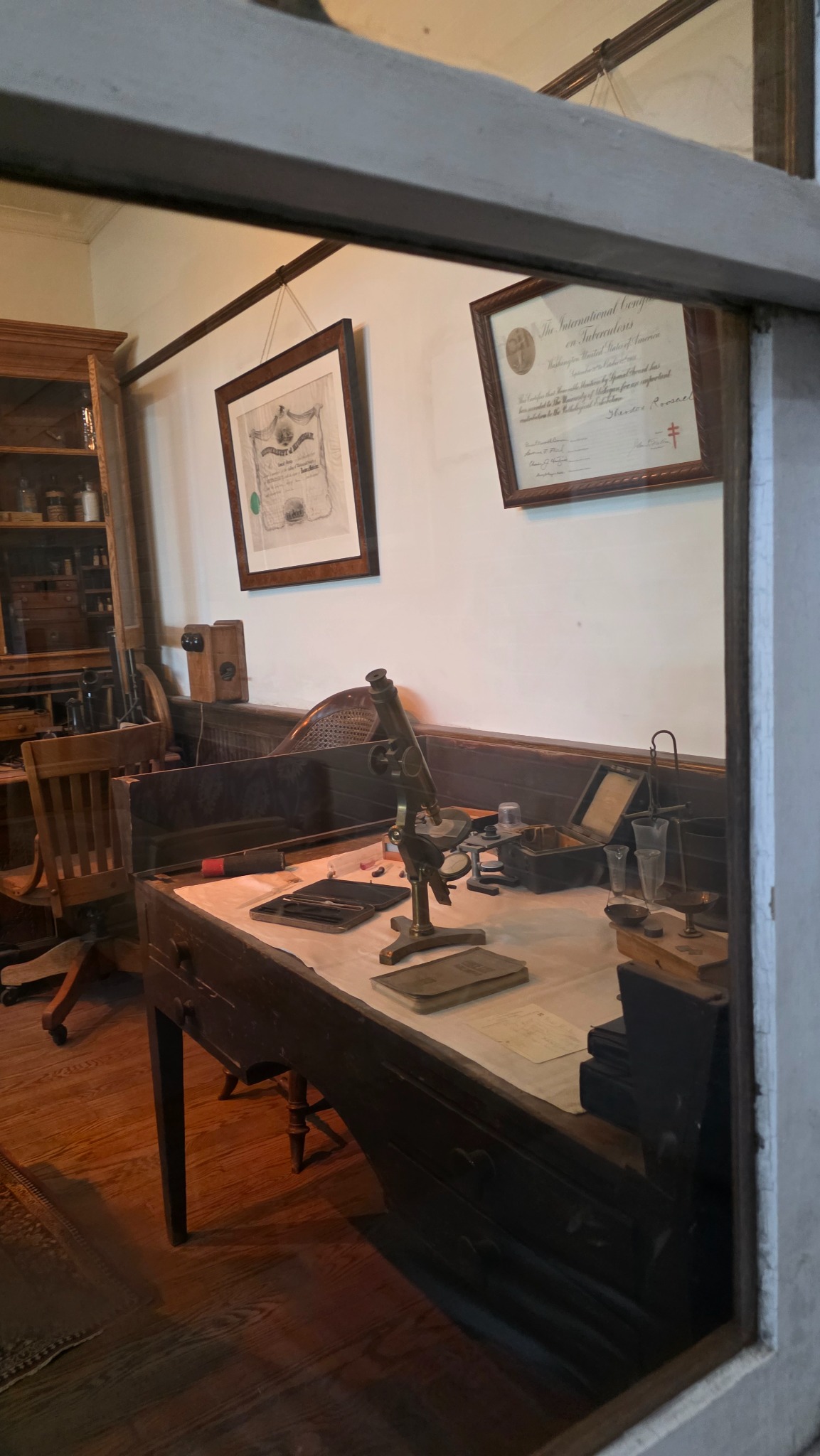 The office exhibit, viewed through the doorway