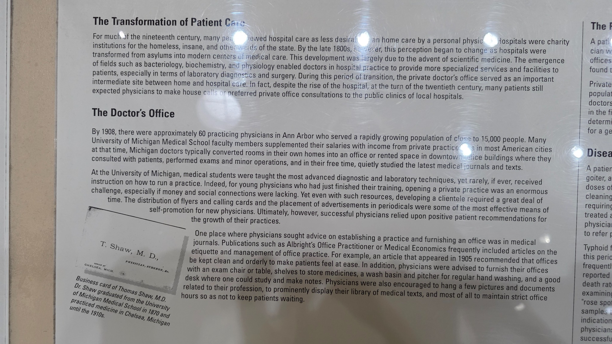 Exhibit panel: the transformation of patient care