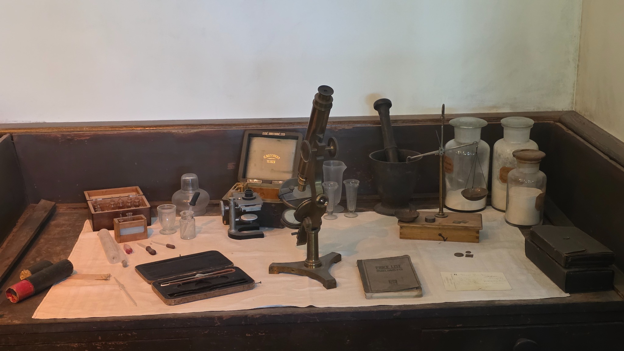 Instruments and objects arranged on the desk