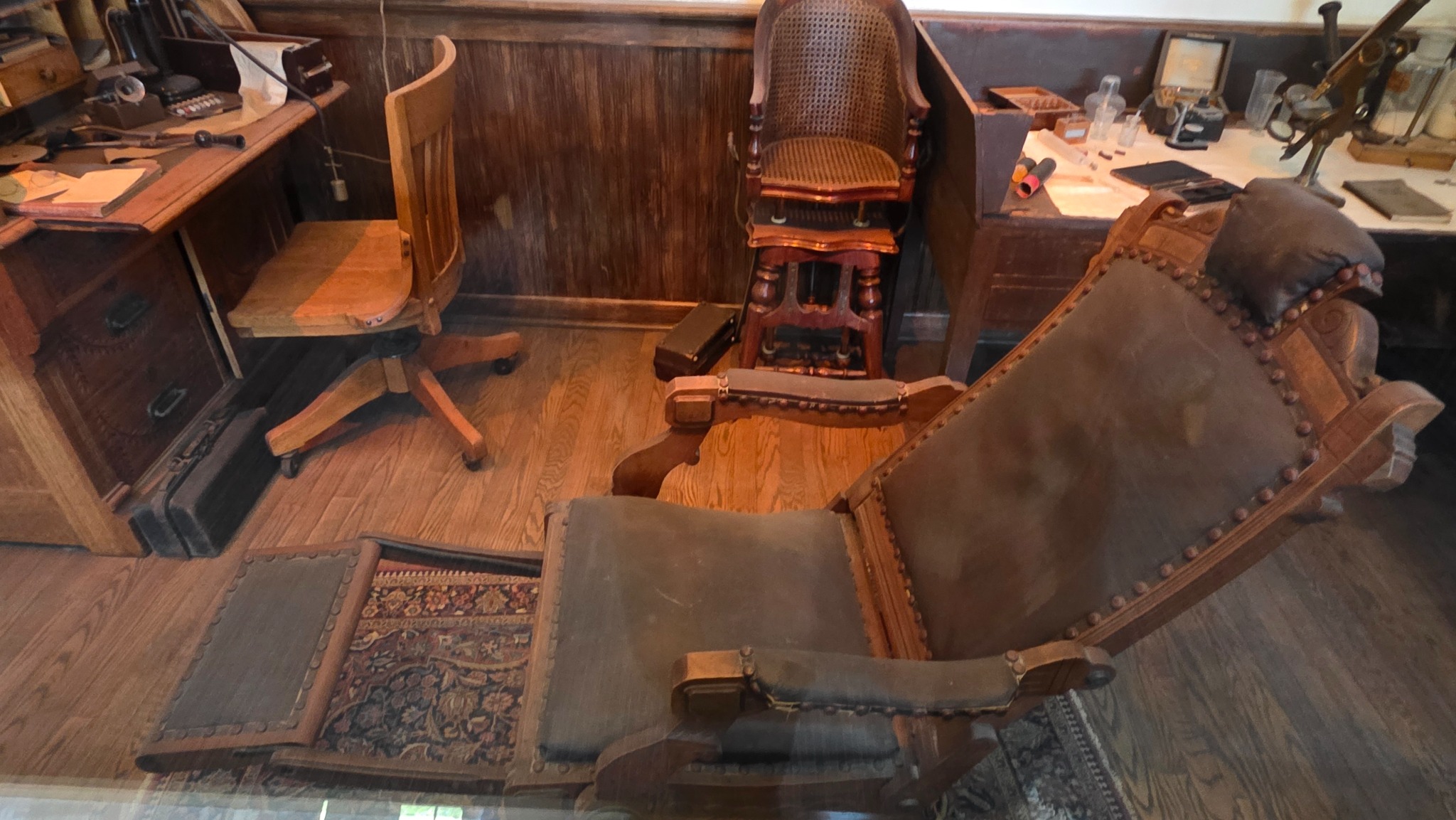 Chairs and furnishings in the medical history exhibit
