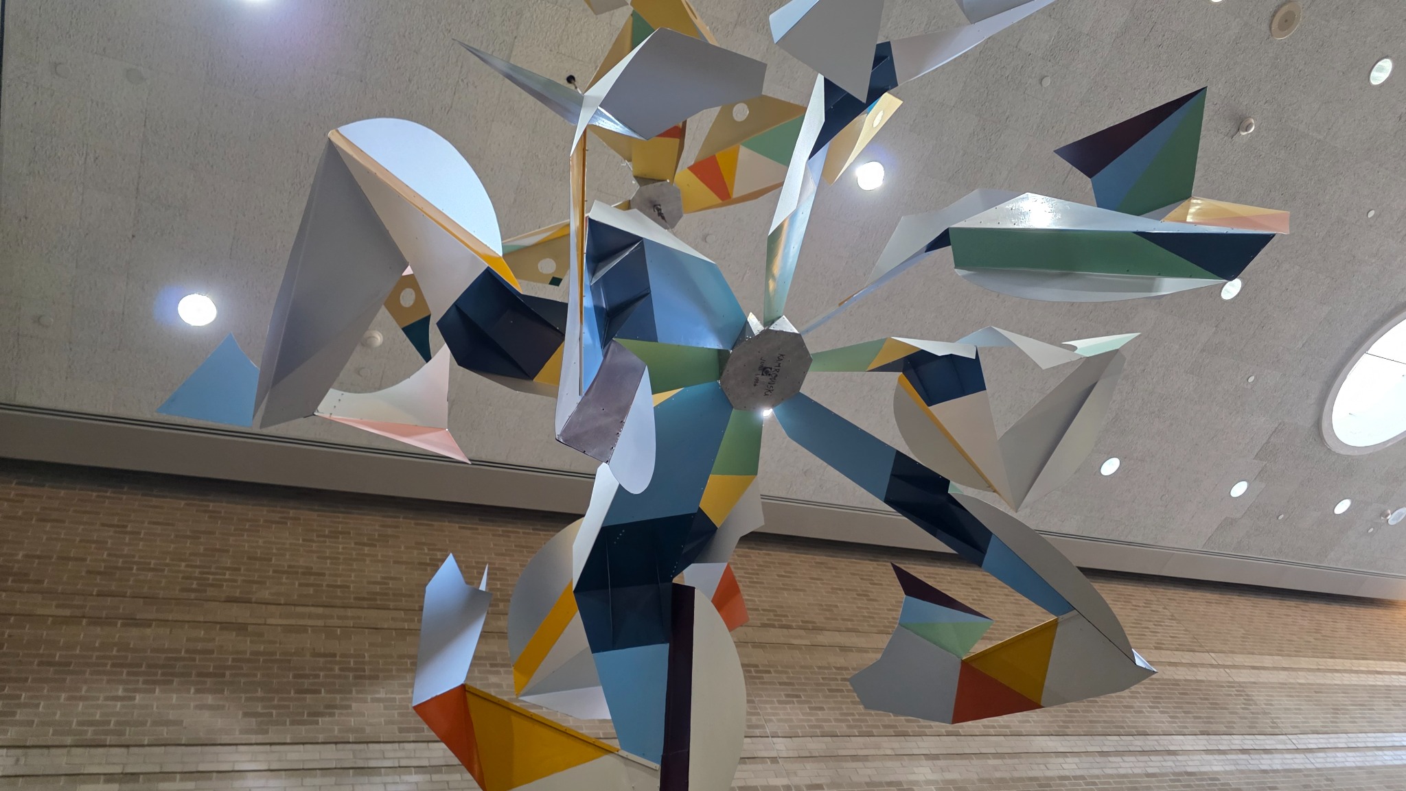 Colorful sculpture in the hospital lobby
