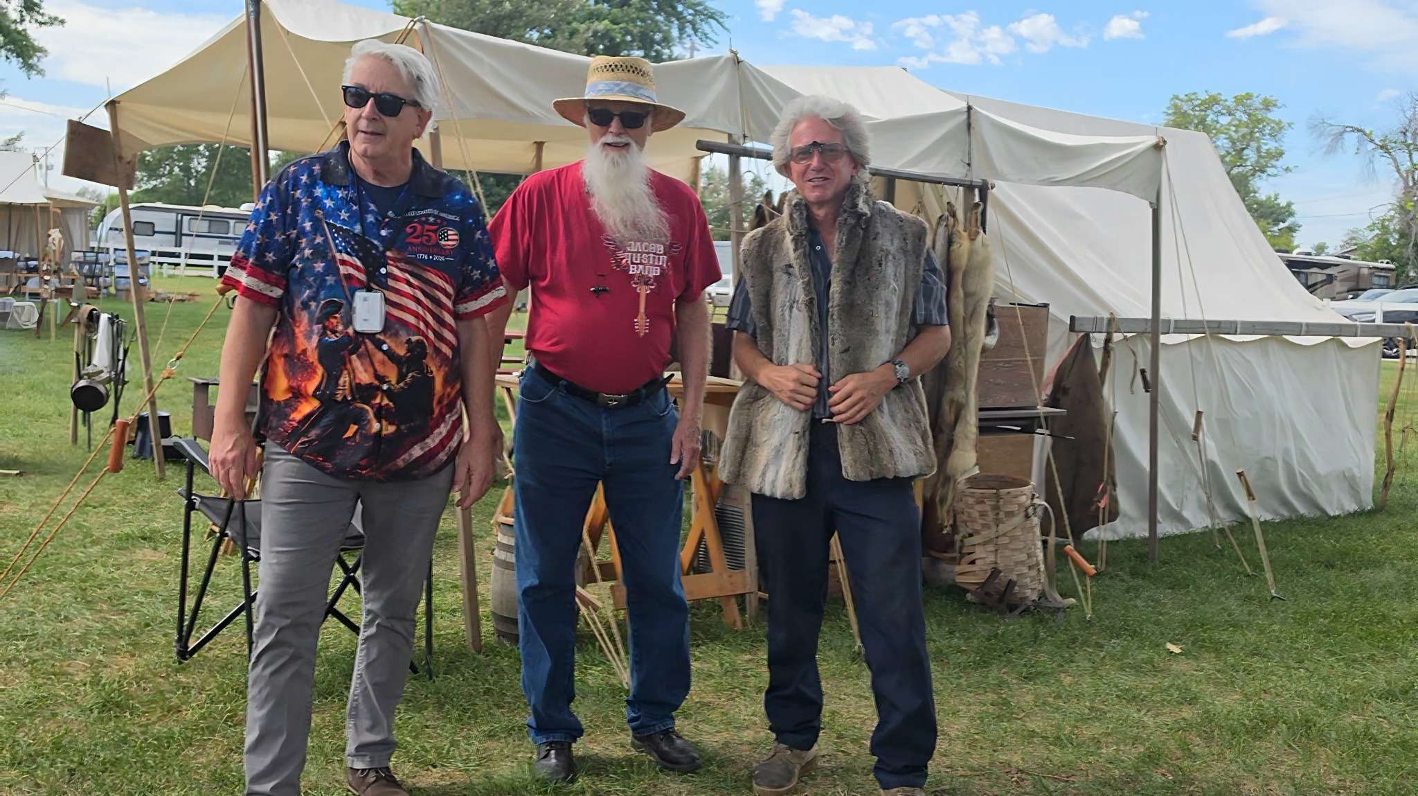 Left to right: Al Timberlane, David Austin, and Alan Reimpold · Rayne’s Muzic Fest · Saturday, September 5, 2026. Photograph by Lori Thomas Timberlane.